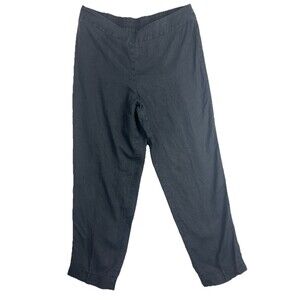 Eileen Fisher Women Gray Elastic Waist Ankle Crop Pants Size M Linen Blend